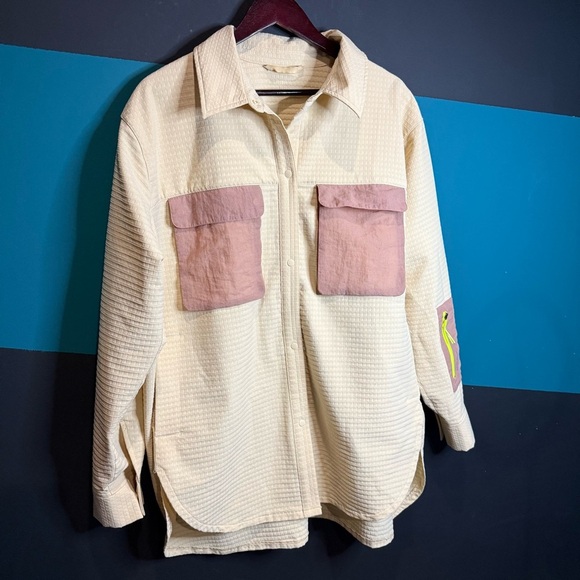 Lululemon Grid Fleece Hiking Overshirt Prosecco / Pink Clay size 18 - Picture 5 of 14